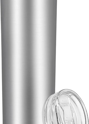 VEGOND Stainless Steel Skinny Tumbler, 20 oz Vacuum Insulated Tumbler with Lid and Straw, Double Wall Coffee Cup, Travel Mug for Cold Hot Drinks, Stainless Steel 1 Pack