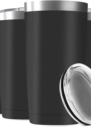 6 Pack 20oz Tumbler Vacuum Insulated Travel Mug with Lids, Stainless Steel Double Wall Bulk Cup for Home, Office, Outdoor Suitable for Vehicle Cup Holders(Black)