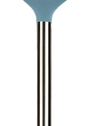 Tovolo Slotted Silicone Spatula Turner Slotted Stainless Steel Handle 10" Blue Slate Heat Resistant Non Toxic BPA Free Kitchen Utensil, Silicone Egg Pancake Flipper Metal Handle Turner for Cooking