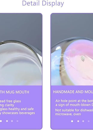 Cute Mugs Double Wall Glass Coffee Glass Cup Kawaii Bear Tea Milk Cup Funny Mug Animal Mug Aesthetic Cup for Office and Personal Birthday Gift (Iridescent Bear)