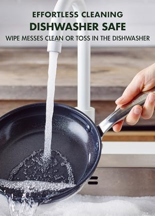 GreenPan Chatham Prime Midnight Hard Anodized Healthy Ceramic Nonstick, 10" and 12" Frying Pan Skillet Set, PFAS-Free, Dishwasher Safe, Oven Safe, Black