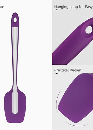 Heat Resistant Silicone Spatula Set: U-Taste 600ºF High Temp Seamless Food Grade Utensil, Flexible Rubber Silicon Kitchen Cooking Mixing Baking Scraper for Nonstick Cookware Set of 4 (Purple)