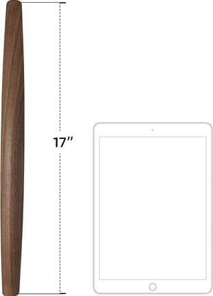 French Rolling Pin (17 Inches) –WoodenRoll Pin for Fondant, Pie Crust, Cookie, Pastry, Dough –Tapered Design & Smooth Construction - Essential Kitchen Utensil,Walnut Wood