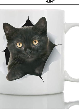 Winston & Bear Funny Black Kitten Coffee Mug - Funny Ceramic Coffee Mug Gift for Cat Lovers - Cute Novelty Cat Themed Cup for Men and Women (15oz)