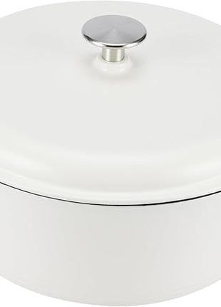 Amazon Basics Cast Iron Dutch Oven Pot with Lid, Enameled, Round, Dual Handles, Heavy-Duty, Medium, 6-Quart, Matte White