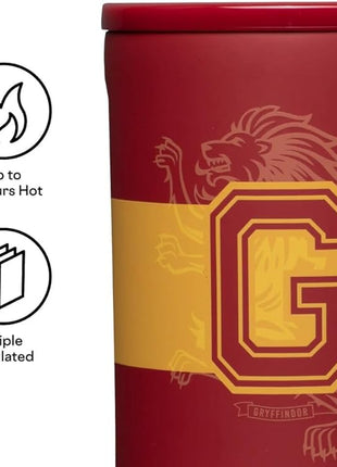 Corkcicle Harry Potter Coffee Mug - Stainless Steel Insulated Cup With Lid For Tea & Coffee - Non-Slip Silicone Base - Durable Travel Mug - Dishwasher Safe - BPA Free - Easy Grip - 16 oz - Gryffindor