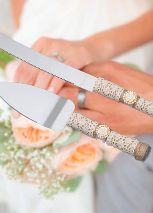 Rustic Wedding Cake Serving Set,Bride and Groom Cake Cutting Utensils,Pizza Pie Cake Knife and Server Set Pie Cake Serving Set Pie Cake Pizza Shovel Cutter