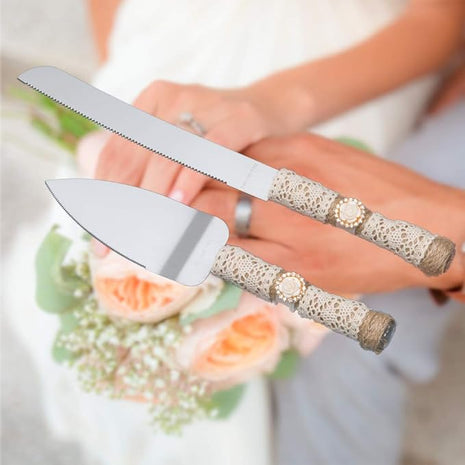 Rustic Wedding Cake Serving Set,Bride and Groom Cake Cutting Utensils,Pizza Pie Cake Knife and Server Set Pie Cake Serving Set Pie Cake Pizza Shovel Cutter