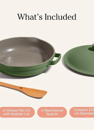 Our Place Mini Always Pan 2.0-8.5” (1.2 Qt) Nonstick, Toxin-Free Ceramic Cookware | Patented 10-in-1 Aluminum Frying & Sauté Pan | Safe for Oven, Induction & All Cooktops up to 450°F | Sage