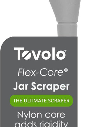 Tovolo Flex-Core Silicone Spatula Jar Scraper - Long-Handled Rubber Spatula with Angled Head for Scooping & Scraping - Heat-Resistant Spatulas for Kitchen Use, Dishwasher Safe & BPA-Free