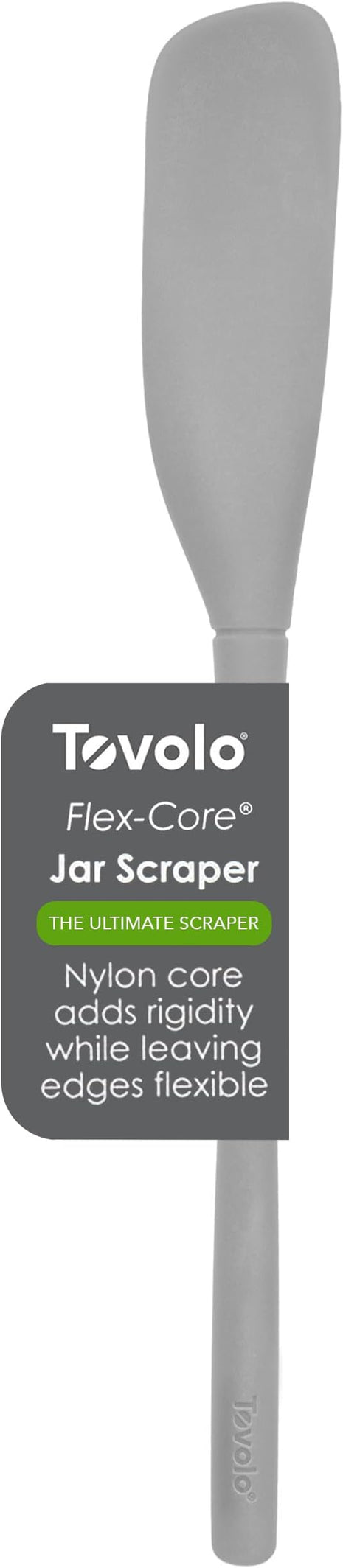 Tovolo Flex-Core Silicone Spatula Jar Scraper - Long-Handled Rubber Spatula with Angled Head for Scooping & Scraping - Heat-Resistant Spatulas for Kitchen Use, Dishwasher Safe & BPA-Free