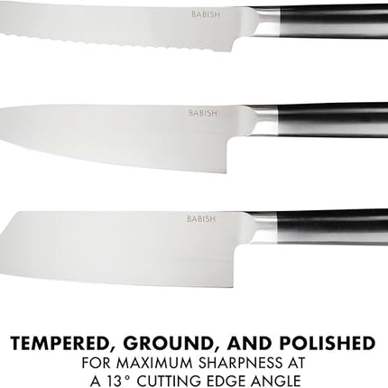 Babish 14-Piece Full Tang Forged Kitchen Knife Set – High-Carbon 1.4116 German Steel Cutlery with Protective Sheaths – Professional Chef Knife Set