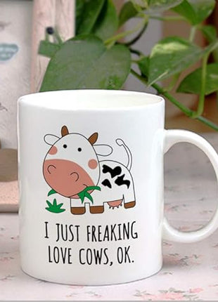 Kawaii Cow Print Mug - Ceramic Coffee Cup Gift for Women, Mom, or Daughter