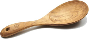 FAAY 9” Rice Paddle, Serving Spoon, Versatile Cooking Spoon – Handcraft from High Moist Resistance Golden Teak Wood | Durable, Healthy, Ergonomic Handle for Non Stick Cookware