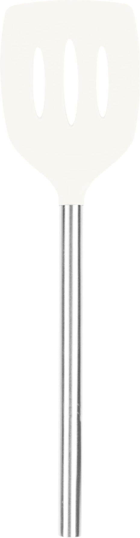 Tovolo Silicone Slotted Turner With Stainless Steel Handle, Pancake Spatula, Scratch-Resistant Kitchen Utensil for Nonstick Cookware & Cast Iron Skillets, White, 1 Count