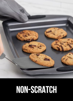 GORILLA GRIP Patented BPA-Free Non-Scratch Spatula, Heat Resistant Flexible Silicone Head for Nonstick Cooking Pans, Soft Rubber Handle, Kitchen Spatulas for Flipping Eggs, Pancakes, 11.6 in, Gray