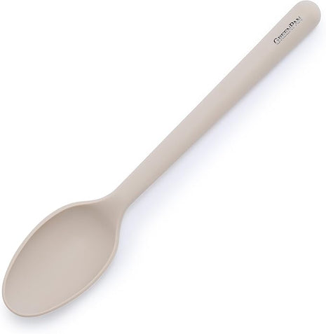 GreenPan Silicone Ultimate Spoon, Mixing Stirring Serving Cooking Kitchen Utensil, Flexible Rubber Nonstick Cookware, Rigid Steel Core, Heat-Resistant, Anti-Slip Handle BPA-Free Dishwasher Safe, Taupe