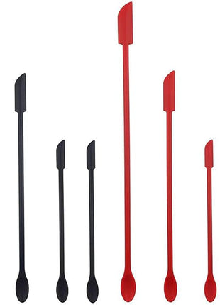 8 Pieces Mini Silicone Spatula Set, Small Rubber Spatula for Makeup, Thin Jar Scraper for Kitchen (8, BLACK+RED)