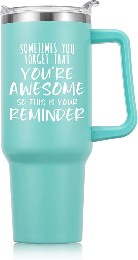 NOWWISH Gifts for Women, Birthday Inspirational Thank You GIfts for Women Mom Wife with this Funny Tumbler, 40 oz Tumbler with Handle and Straw - Green