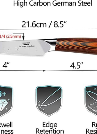 Paring Knife 4 inch - Paring Knives Best Small Kitchen Knife Fruit Knife,German High Carbon Stainless Steel Ultra Sharp Peeling with Ergonomic Handle