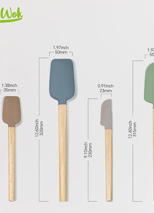 Silicone Spatula Set, Food Grade Rubber Spatula-4 Piece Nonstick Rubber Spatulas, Spoonula, Jar Scraper for Cooking, Baking, Mixing, Frosting - Heat Resistant Up to 600°F (Spatulas-Colorful)