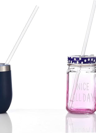 ALINK 12-Pack Reusable Hard Plastic Clear Straws, 10.5 inch Long Tumbler Straws for 16 OZ 20 OZ 30 OZ Stanley, YETI, Starbucks Tumblers with Cleaning Brush