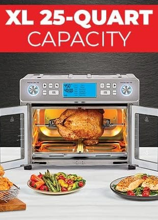 Emeril Lagasse Dual Zone 360 Air Fryer Oven Combo with French Door, 25 QT Extra Large, Cook Two Foods in Different Ways, Up to 60% Faster from Frozen to Finish