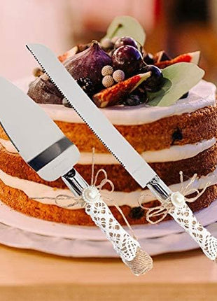 Rustic Wedding Cake Serving Set Wedding Cake Knife and Server Set Pizza Pie Server Set for Anniversaries Birthdays Christmas Parties