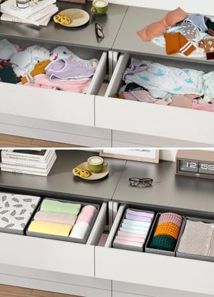 DIMJ Drawer Organizer Clothes, 24 Pack Dresser Organizer, Foldable Closet Organizers and Storage, Fabric Dresser Drawer Organizers, Drawer Dividers for Nursery, Baby Clothes, Underwears, Sock