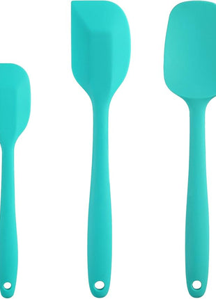 Silicone Spatula Set - Rubber Spatula - 600°F Heat Resistant Baking Spoon & Spatulas (Aqua 3)