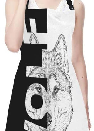 EKOBLA Wolf Aprons Hand Drawn Portrait Tattoo Animal Cool Creative Sketch Art Waterproof Resistant Chef Cooking Kitchen BBQ Adjustable Aprons for Women Men 27x31 Inch