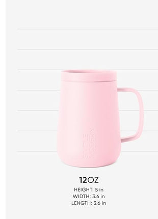 Simple Modern Voyager Signature Mug | Travel Coffee Tumbler with 360° Lid and Handle | Ceramic-Lined Insulated Stainless Steel Iced Cold Brew Cup | 12oz, Blush