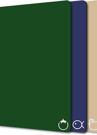 WK Plastic Flexible Cutting Boards for Kitchen Set of 4, Colored Cutting Board Mats with Food Icons, Non-Slip Cutting Mats, BPA Free, Dishwasher Safe