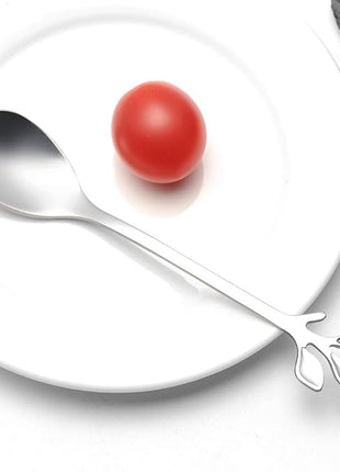 AnSaw Elegant Silver Leaf Coffee Spoons - 10-Piece, 4.7" Mini Stainless Steel Espresso & Dessert Tea Spoons, Perfect for Demitasse & Small Servings