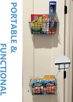 MaraFansie Over the Cabinet Door Organizer Wall Wire Baskets Hanging Kitchen Basket Shelf for Cabinet & Pantry Organization and Kitchen, Bathroom, Bedroom Storage, with Adhesive, 4 Pack