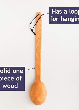 ECOSALL Heavy Duty Large Wooden Spoon 18-inch, Long Handle Cooking Tool With a Scoop. Nonstick Big Spoon for Stirring Mixing Cajun Crawfish Boil Wall Décor. Super Strong Sturdy Giant Hardwood Untesil