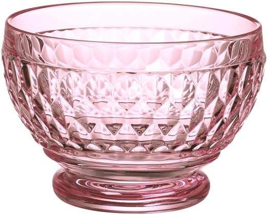 Villeroy & Boch Boston Coloured Dessert Bowl, 430 ml, Crystal Glass, Transparent/Pink, 11.4 x 11.4 x 8.1 cm