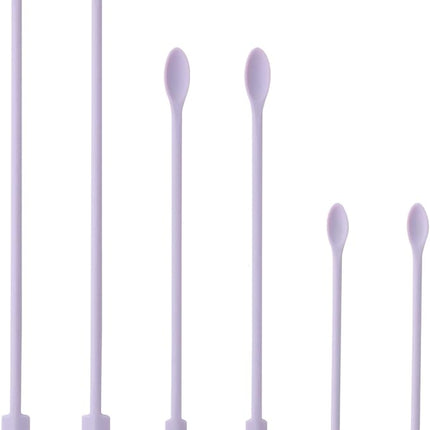 6 Pieces Multi Size Makeup Spatula, Beauty Spatula, Mini Small Silicone Spatula Set for Beauty and Kitchen, Tiny Scraper for Jar, Kitchen Bottles, Cosmetic (Lavender)