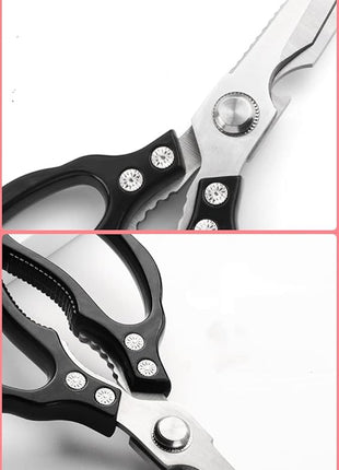 AWinjoy Heavy Duty Sharp Kitchen Scissors, Dishwasher Safe, Cooking Shears for Meat, Chicken, Fish, Poultry, Herb, Bread (Black)