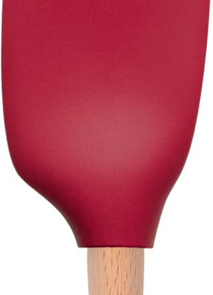 Tovolo Silicone Spatula with Wooden Handle Set of 5 Piece Silicone Kitchen Utensil Set Spoonula Jar Scraper Mini Spatula and Spoonula for Cooking Baking Mixing Folding Cayenne Red