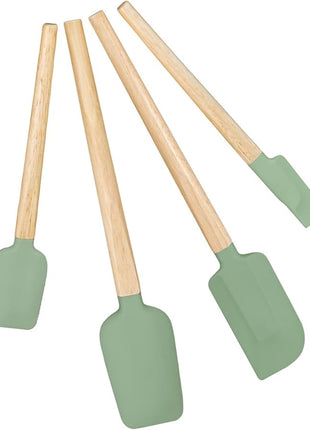 Silicone Spatula Set, Food Grade Rubber Spatula-4 Piece Nonstick Rubber Spatulas, Spoonula, Jar Scraper for Cooking, Baking, Mixing, Frosting - Heat Resistant Up to 600°F (Spatulas-Green)