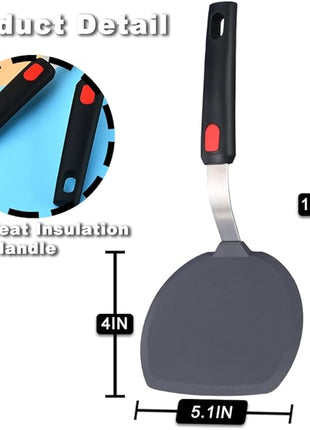 Tenta tenta kitchen Silicone Turner Wide Pancake Spatula Pizza Peel Kitchen Utensil Nonstick Cookware Safe Kitchen Flipper for Griddle Cooking and Baking- 600°F Heat-Resistant Rubber Egg Spatulas.