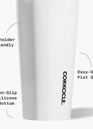 Corkcicle Classic Tumbler - Keeps Drinks Cold for 9 Hours & Hot for 3 - Triple-Insulated Stainless Steel - Holiday Tumbler Gift - 16 oz - Gloss White