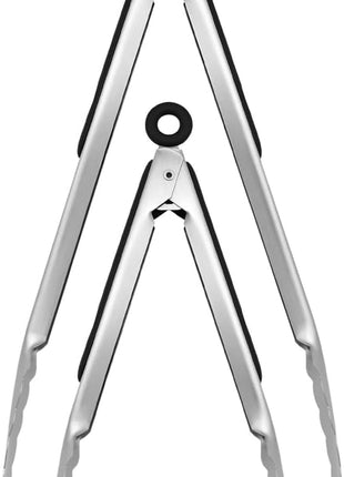 Set of 9-inch and 12-inch Stainless Steel Kitchen Tongs with Locking, Metal Cooking Tongs with Non-Slip Grip,Perfect for Grilling, Barbecue (BBQ) and More (9" & 12")