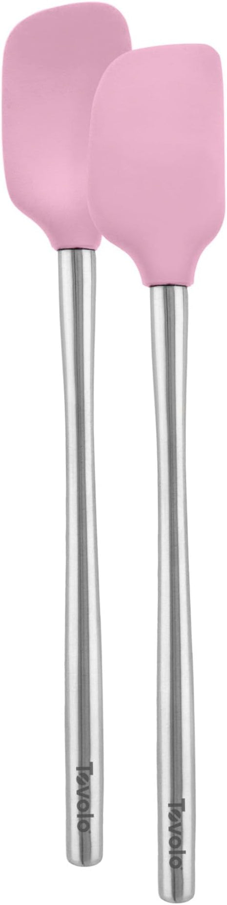 Tovolo Flex-Core Stainless Steel Handled Mini Spatula & Spoonula Set of 2, Kitchen Utensil Set, BPA-Free Silicone, Safe for Cast Iron & Cookware Dishwasher-Safe
