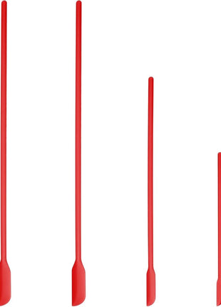 4pcs Mini Silicone Spatula Set, 3 Size Makeup Spatula Small Rubber Spatula for Thin Jar Skinny Openings Bottles, Tiny Scraper for Kitchen and Cosmetic, Multipurpose Scraping Mixing Tools (Red)