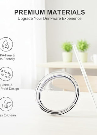 Spill Proof Lid With Straw For YETI Rambler, Tumbler, Ozark Trail cup and other brands Vacuum insulation stainless steel 20 oz Tumblers (30oz)