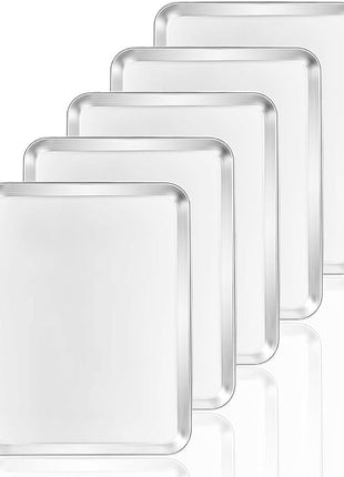 Baking Sheets 5 Pieces, Bastwe Cookie Sheets Set of 5 Stainless Steel Baking Pans Toaster Oven Tray Pans, Rectangle Size 12 × 9 × 1 inch, Rustproof & Healthy & Easy Clean & Dishwasher Safe