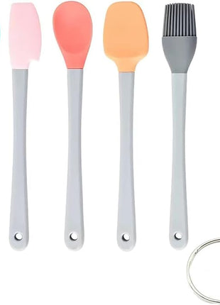KSENDALO Small Spatulas for Kitchen Use,Silicone Mini Spatula Small Rubber Scraper Heat Resistant Tiny Spatula for Baking Cookie with Plastic Handle, Colorful