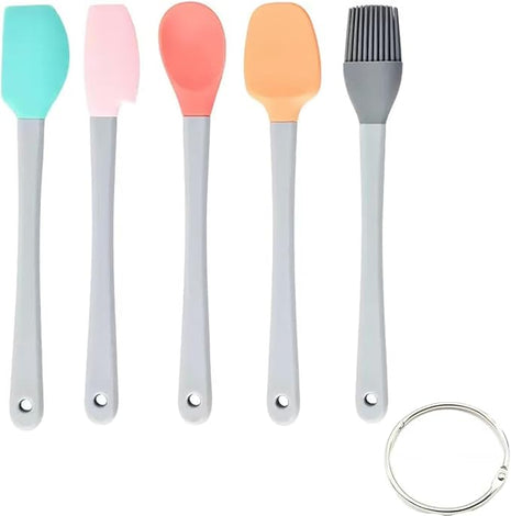KSENDALO Small Spatulas for Kitchen Use,Silicone Mini Spatula Small Rubber Scraper Heat Resistant Tiny Spatula for Baking Cookie with Plastic Handle, Colorful